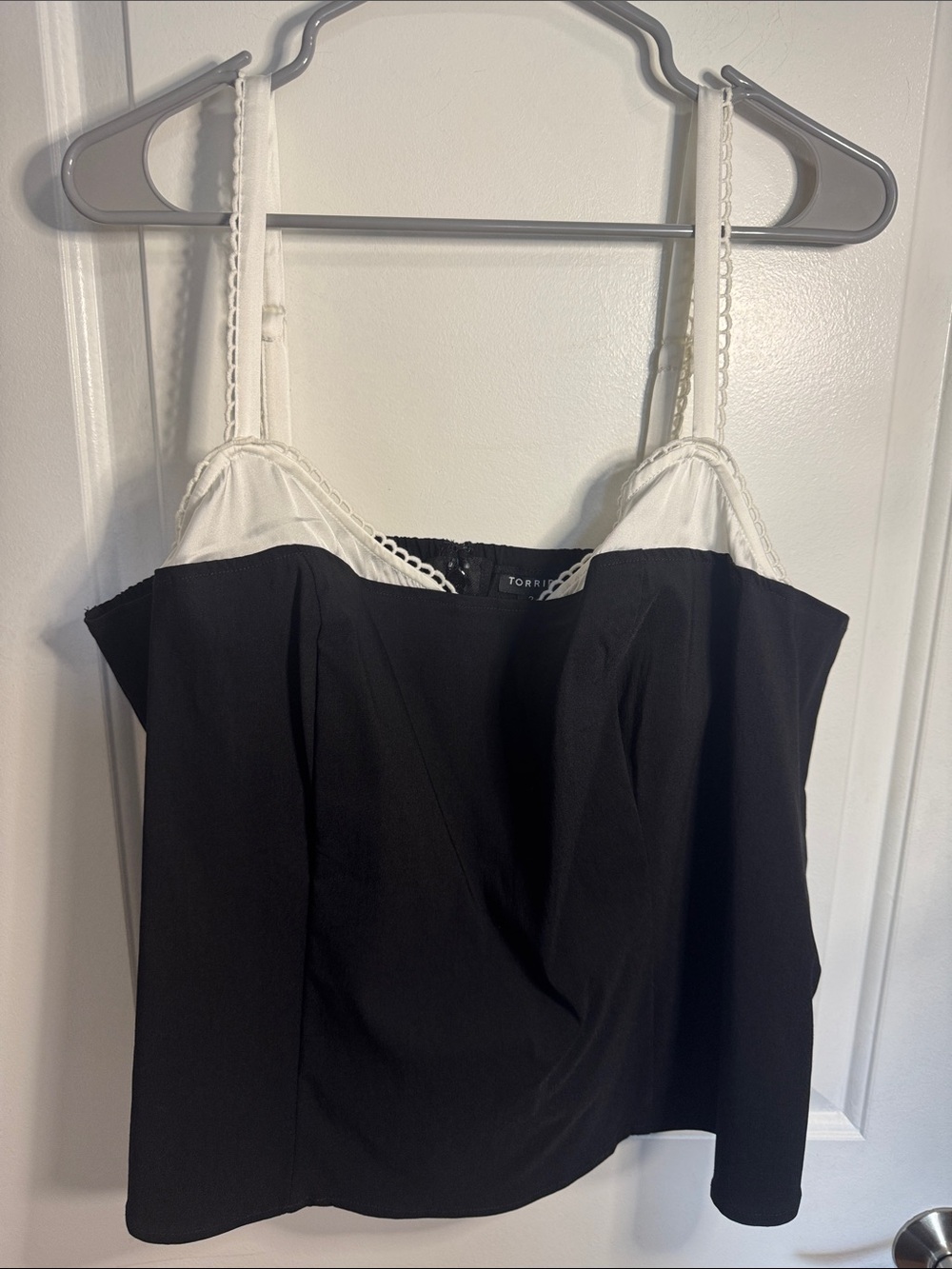 torrid Black Cami with White Lace-Trim Straps